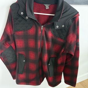Eddie Bauer Red and Black Plaid Utility Jacket